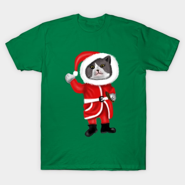 Santa Cat Funny Cat Lovers Christmas Gift T-Shirt by Merchweaver